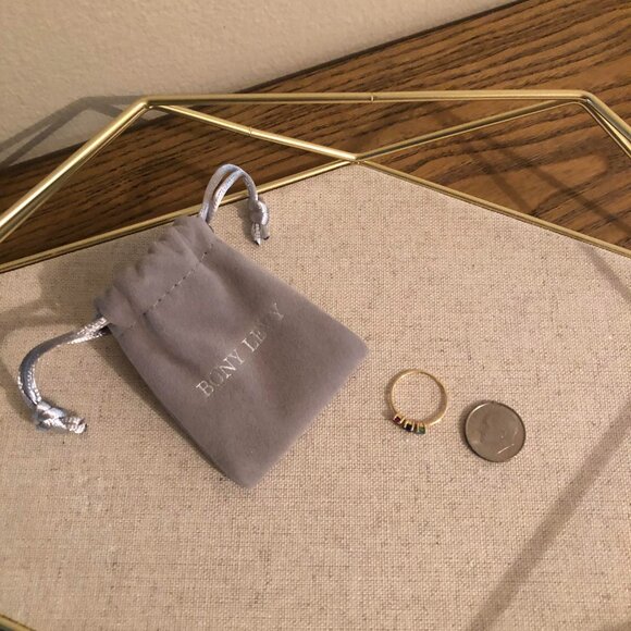 Bony Levy Gold 3 Stone Stackable Ring - Picture 4 of 6